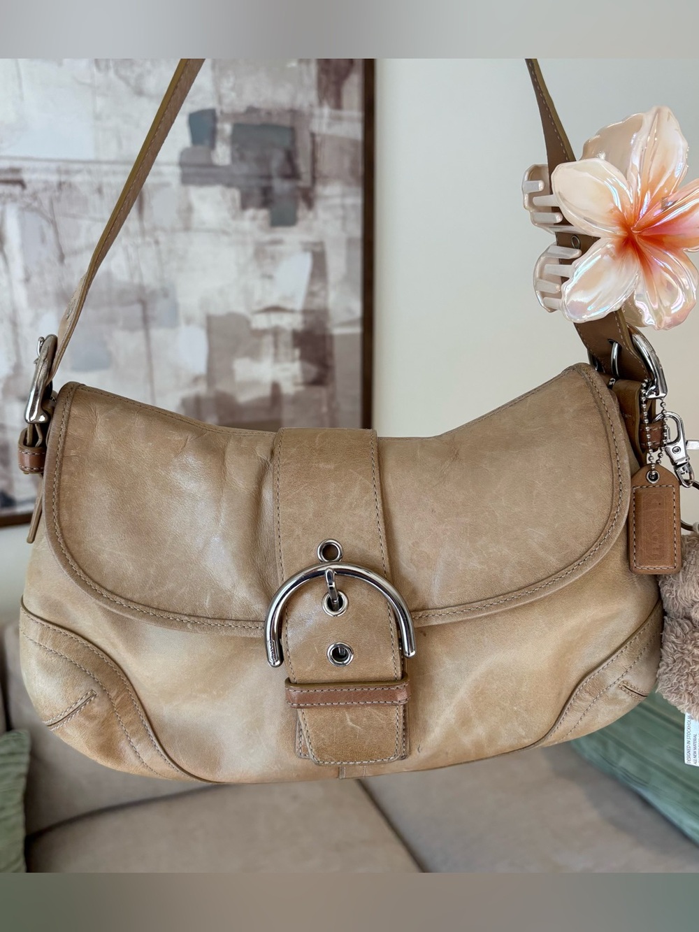 Coach vintage Coach Soho Flap Buckle Hobo Shoulder Bag in a tan or British tan l